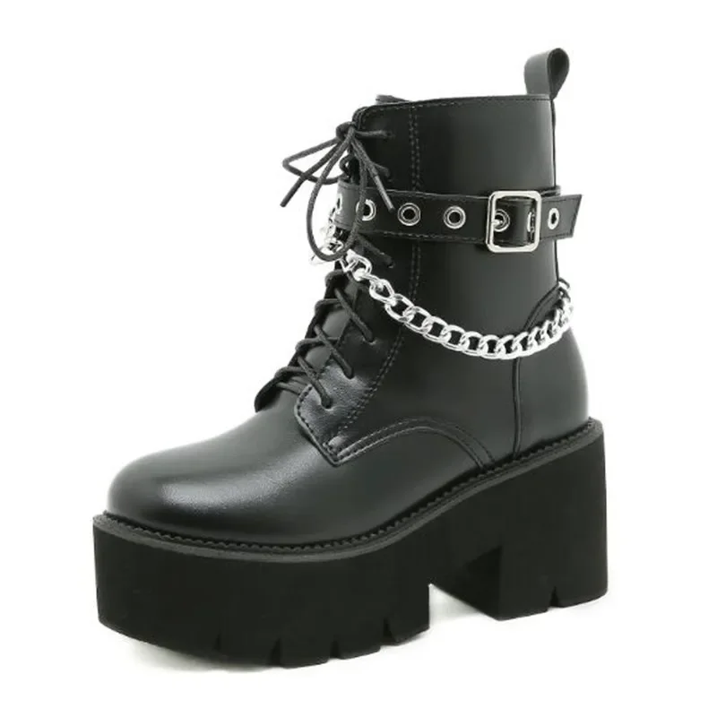Motorcycle Chain - Luxe Motorlaarzen Vrouwen Herfst Metalen Gesp