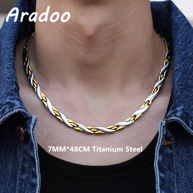 Ansi Chain - ARADOO Titanium stalen drakenpatroon ketting Anion