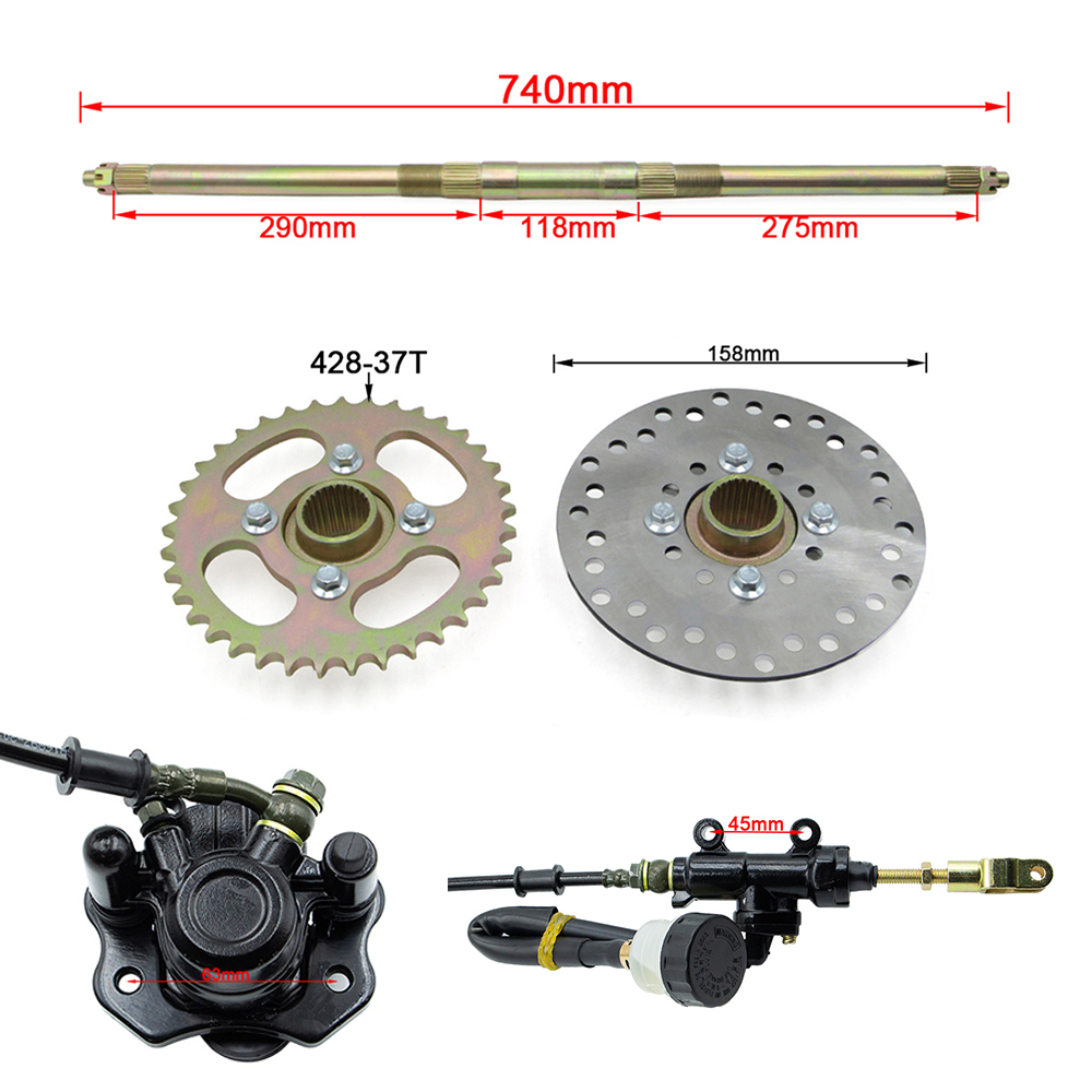 Go-Kart 740mm achteras complet - 428 Chain recensie en prijs