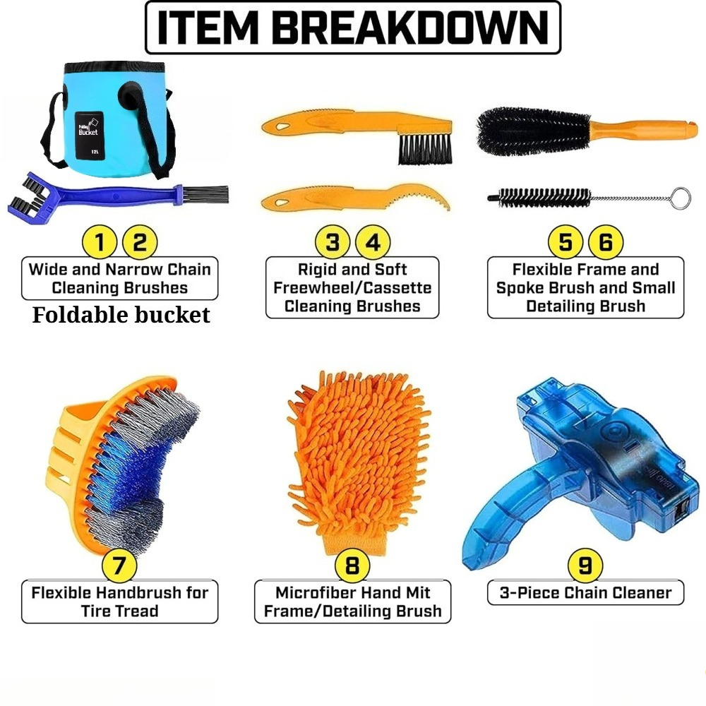 9-delige fietsreinigingsset, c - Chain Sprocket Set recensie en prijs